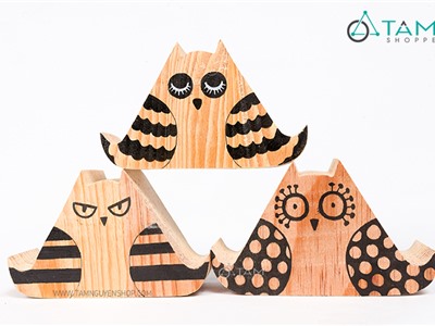 Giá đỡ điện thoại bằng gỗ hình cú mèo